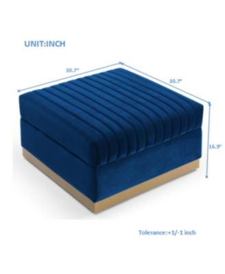 Streamdale Modern Blue Velvet Ottoman