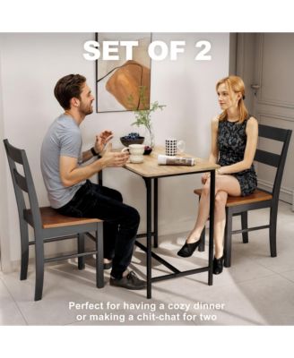 Farmhouse Armless Dining Chairs, Set of 2 with Open Back, Light