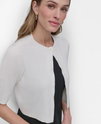 Women's Cropped Elbow Sleeve Snap Front Shrug