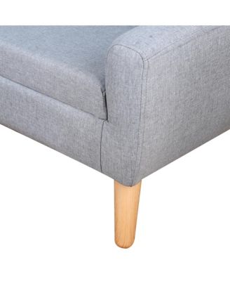 Cozy Children Sofa Couch Sturdy Wood 2 Seat Armrest Chair Kids Grey