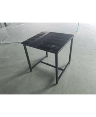 Glass Night Stand with Metal Leg