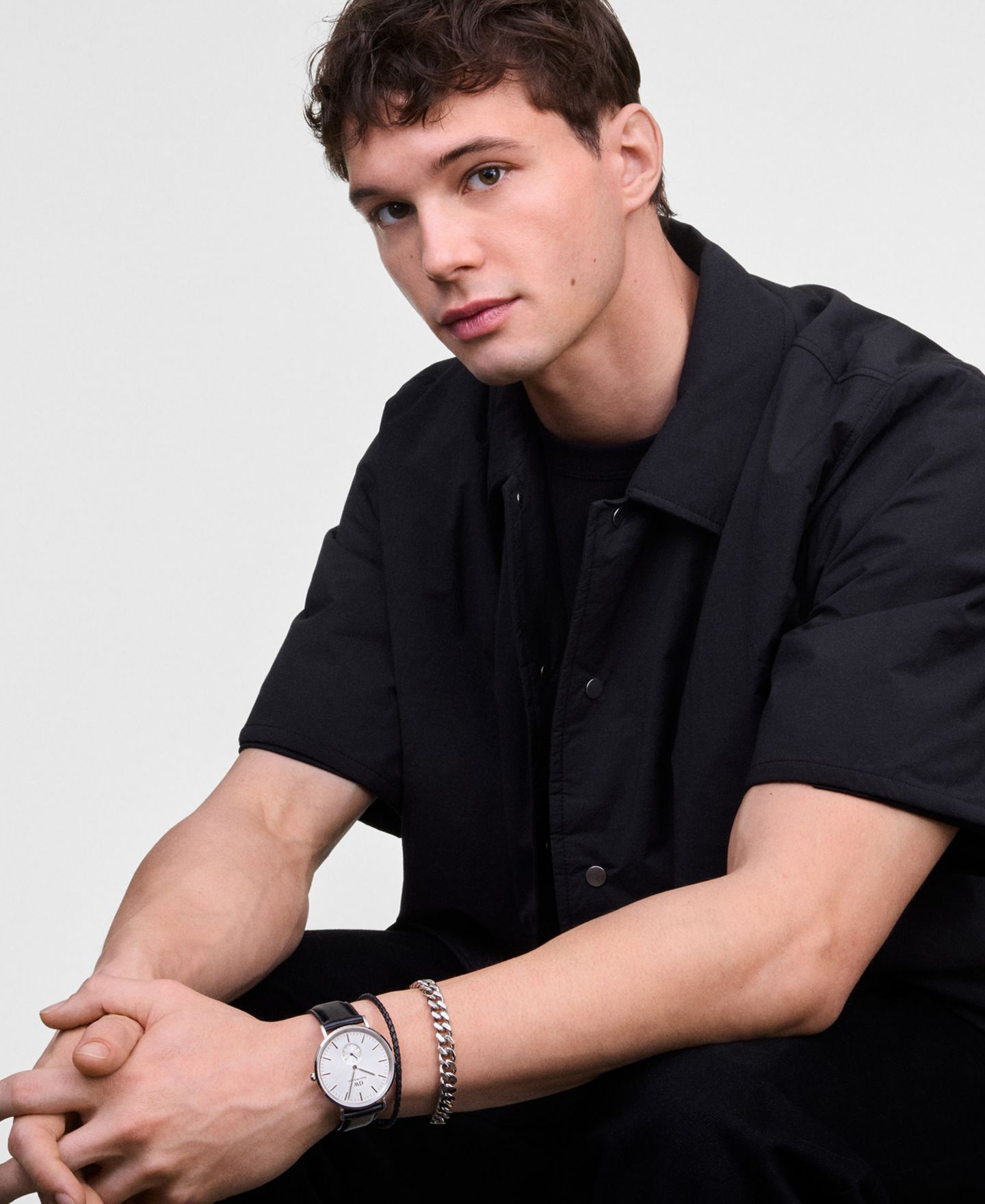 Мужские часы Daniel Wellington Analog Black Leather, 40mm — фото 5