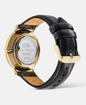 Men's Analog Black Leather Watch, 40mm