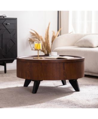 Round Coffee Table with Hidden Storage & Removable Top