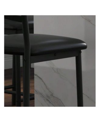 Bar Stools Set Of 4, PU Upholstered Bar Chairs, Kitchen Island Chairs With X-Shaped Backrest And Metal Footrest Chairs For Dining Room