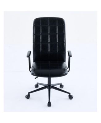 Antique PU Leather Office Chair with High Backrest & Swivel