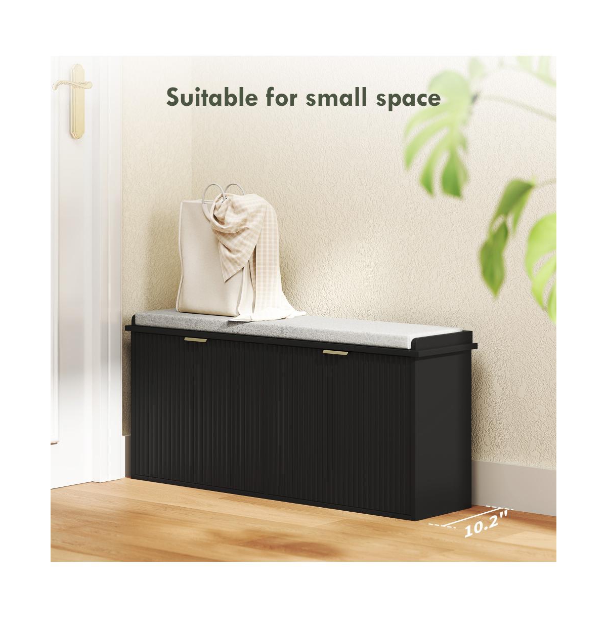 Slickblue Entryway Shoe Bench with Cushion and Storage