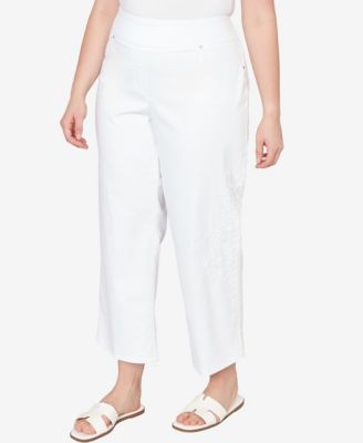 Plus Size Embroidered Stovepipe Pull On Jeans