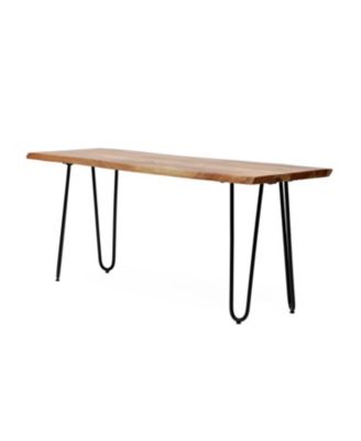  Modern Industrial Acacia Wood Dining Bench
