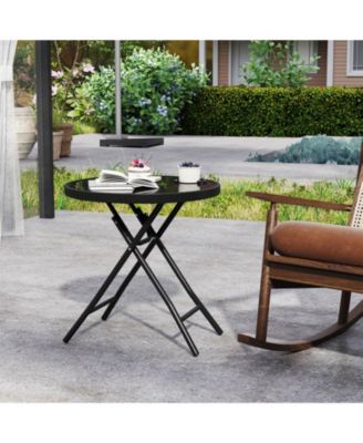 18" Folding Side Table Round Compact Coffee Table