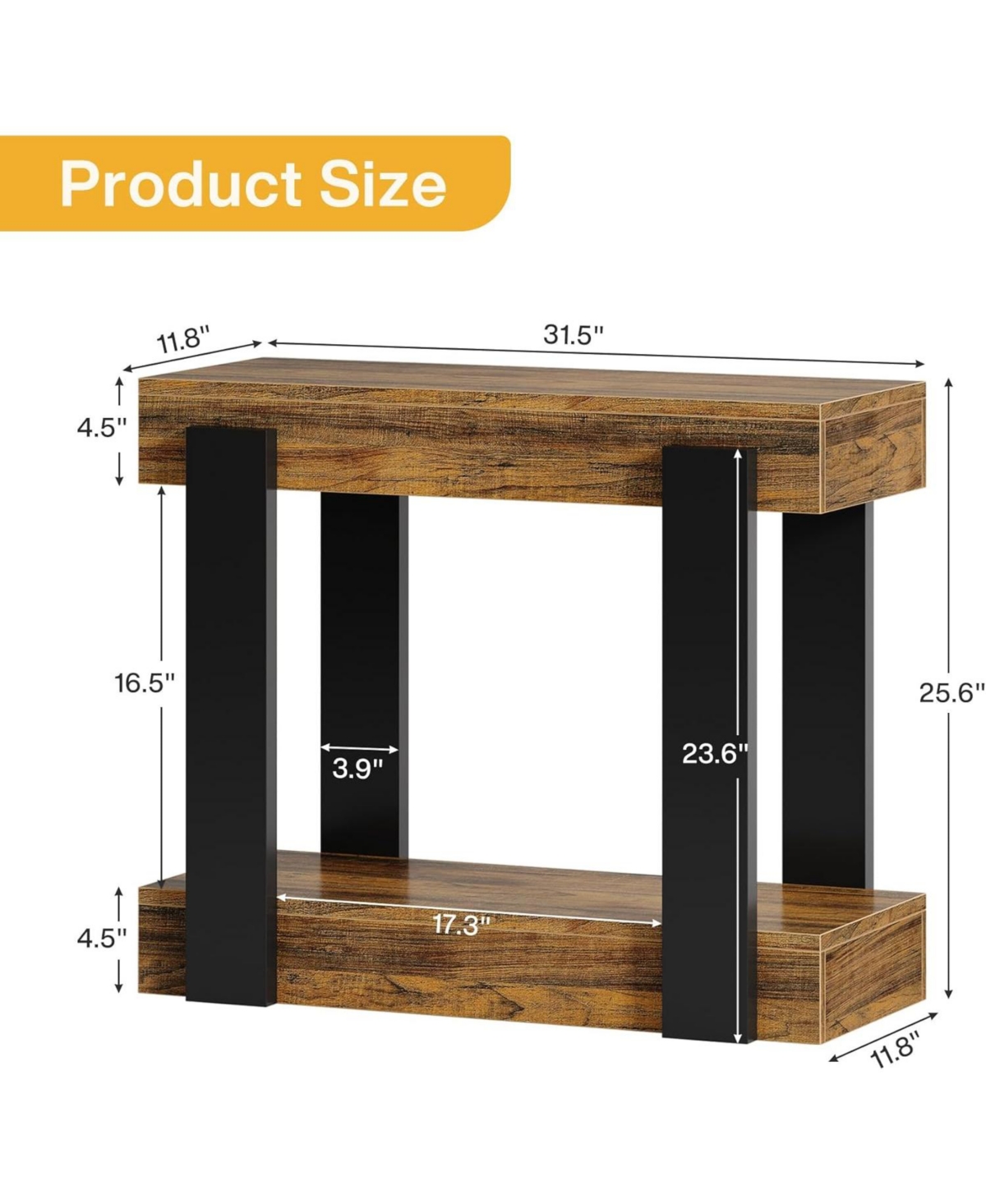 Tribesigns Narrow Wood End Table Set of 2, 2-Tier Farmhouse Side Table for Living Room