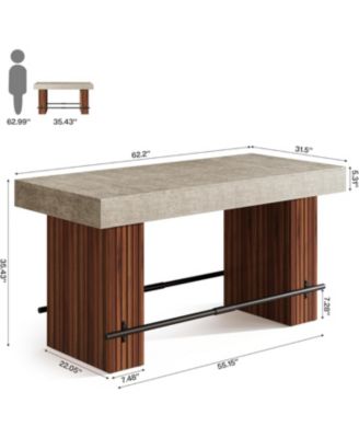 62.2Inch Bar Table, Industrial Counter Height Pub Dining Table, Large Home Bar Unit