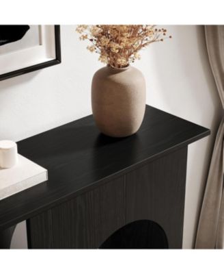 39.4'' Black Console Table, Narrow Sofa Table Behind The Couch with Arched Design