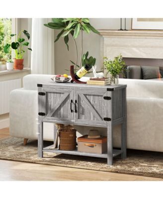 Farmhouse Double Door Bar Cabinet with Shelf