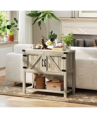 Farmhouse Double Door Bar Cabinet with Shelf