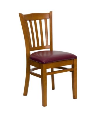 2 Pack Vertical Slat Back Wooden Restaurant Chair