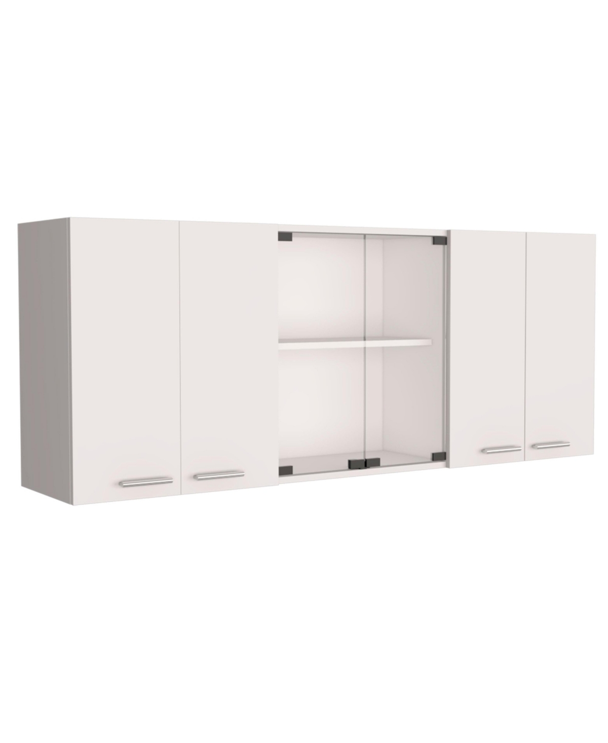 Lovmor Modern Kitchen Cabinet with Glass Doors Dish Rack and Metal Handles for Elegant Storage