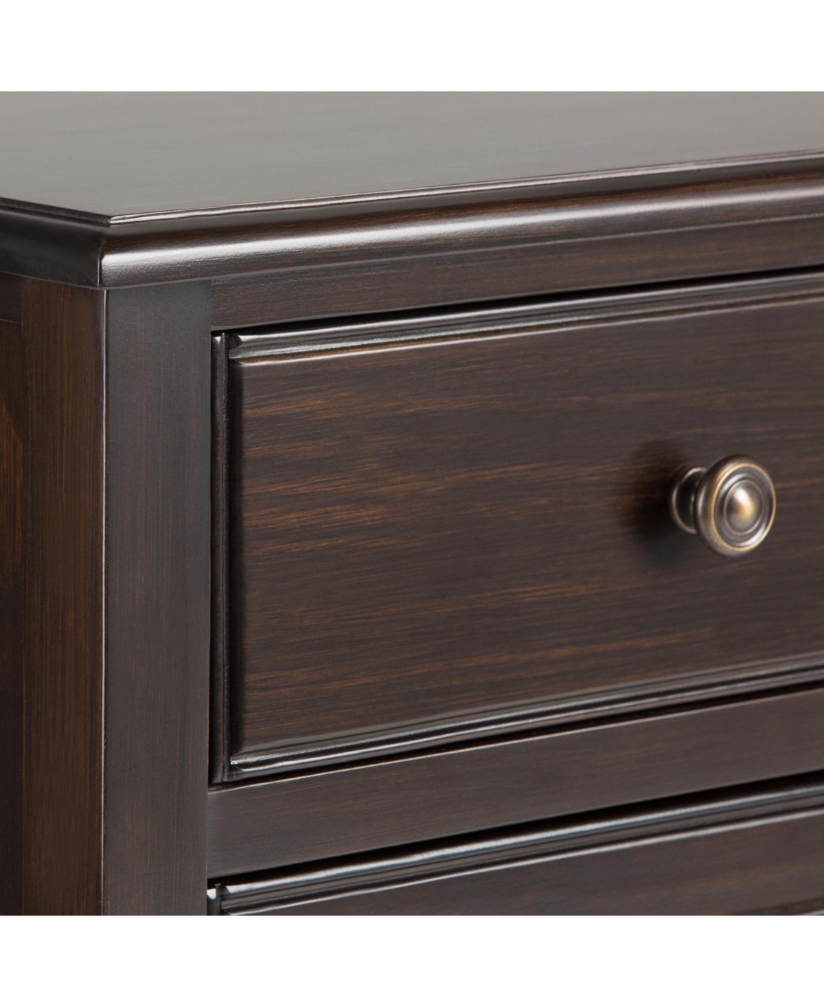 Lovmor Handcrafted Solid Wood Cabinet with Dark Chestnut Brown Finish 2 Drawers and Adjustable Shelves