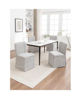 Linen Dining Chairs, Modern Fabric Side Chairs, Padded Seat, Set of 2 (Gray