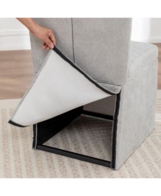 Linen Dining Chairs, Modern Fabric Side Chairs, Padded Seat, Set of 2 (Gray