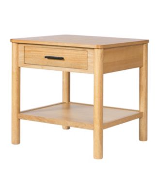 Wood Side Table with Storage - Light Luxury