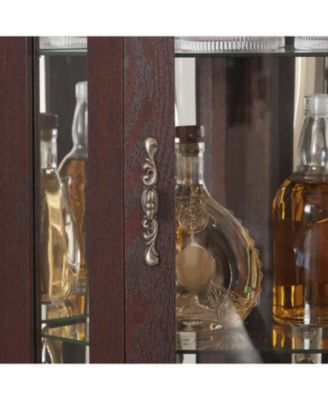 Streamdale Lighted Corner Curio Cabinet - Glass Display - Dark Cherry