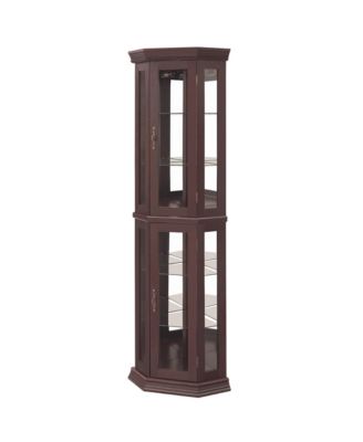 Streamdale Lighted Corner Curio Cabinet - Glass Display - Dark Cherry
