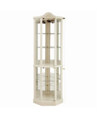 Lighted Corner Glass Curio Cabinet, Bar & Wine Cabinet, White