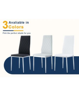 8-Set Leather Office Chairs: High-Back Diamond Quilted, 45D Foam Cushion. Black/White/Gray.