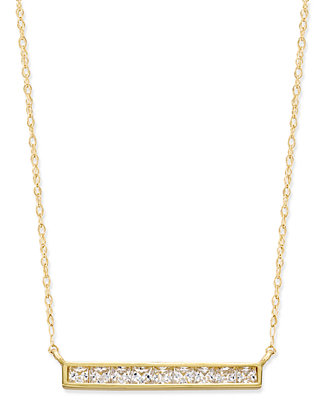 Macy's Cubic Zirconia Bar Pendant Necklace in 10k Gold & Reviews -  Necklaces - Jewelry & Watches - Macy's