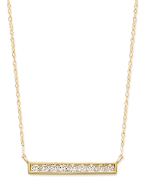 image of Cubic Zirconia Bar Pendant Necklace in 10k Gold