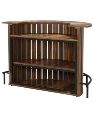 4-Tier Bar Table, 39.4" H Home Bar Unit with Footrest, Arc-Shaped Mini Bar Table, Modern Wine Bar Cabinet