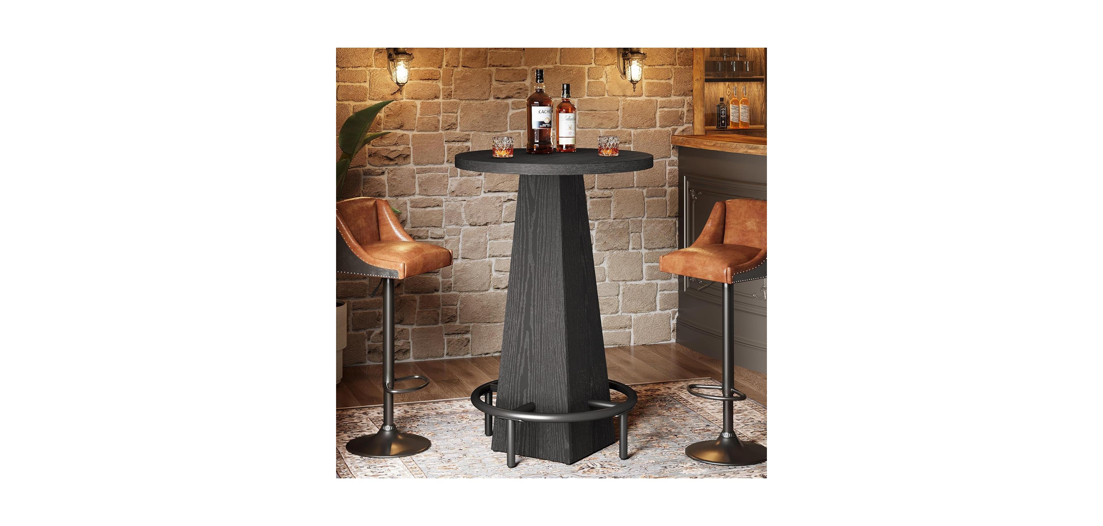 Tribesigns Bar Table, 37.4" High Round Pub Table for Small Spaces, Kitchen, Dining Room (Only Table)