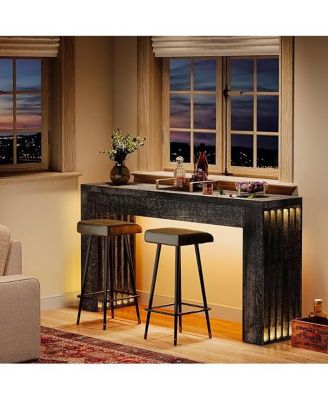 59-Inch Long Wooden Console Sofa Table Behind The Couch with Vertical Slat Legs for Entrance