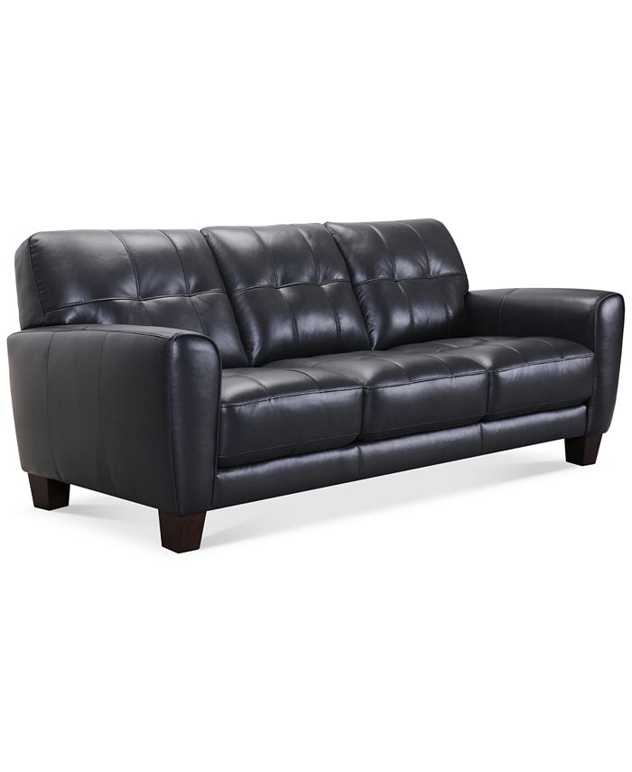 Furniture Kaleb 84" Tufted Leather Sofa, Created for Macy's & Reviews