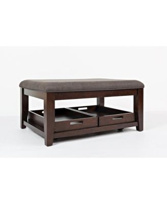 Twin Cities Contemporary Brown 38" Upholstered Ottoman Coffee Table