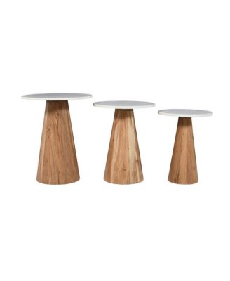 Nolan Marble Top Three Pack Solid Wood Accent Table Set