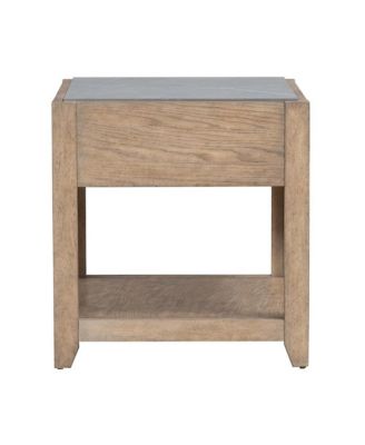 Millstone End Table with Unique Tile Top for Living Room - Nutmeg Oak Wood