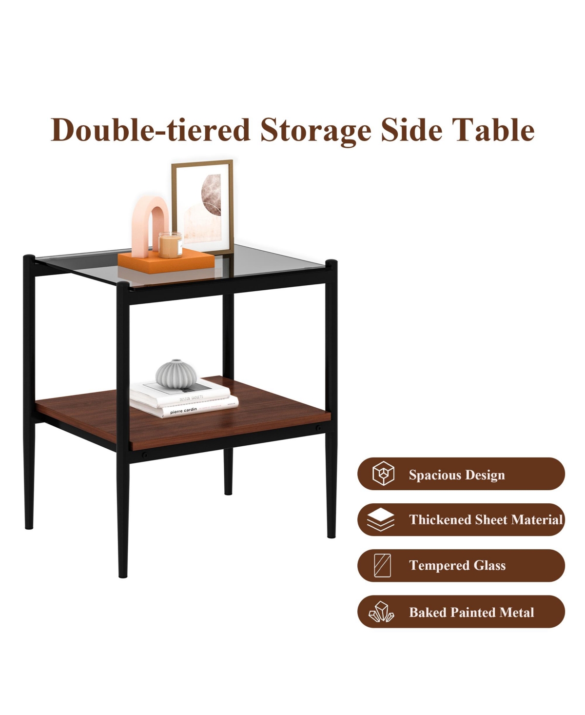 Streamdale 3-Piece Modern Gray Glass Living Room Table Set