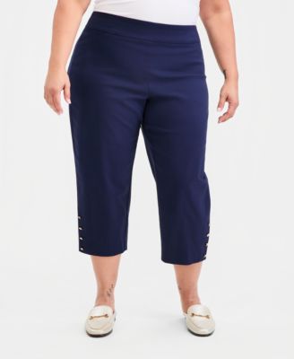 Plus Size Side-Button Capri Pants, Macy's Exclusive