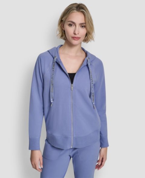 Женские худи DKNY Sport Women's Two-Tone Zip-Front Long-Sleeve