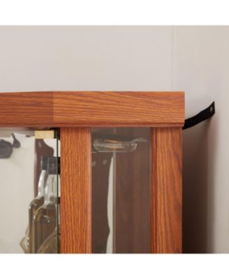 Corner Lighted Curio Cabinet - Dark Oak