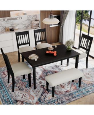 Retro 6-Piece Dining Set: Table, 4 Chairs & Bench