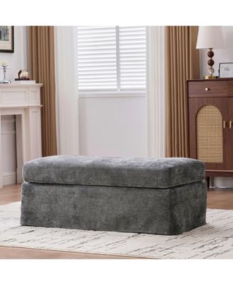 Streamdale 46" Wide Modern Chenille Ottoman with Black Metal Legs,