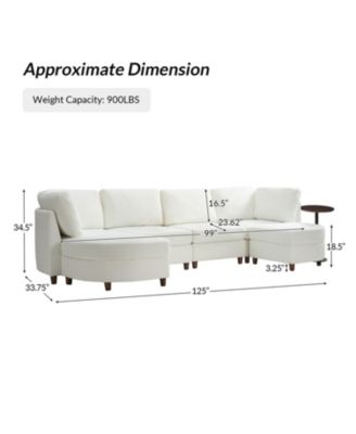 Dayman 6-Piece Modern Storage Convertible Sectional Sofa with End Table