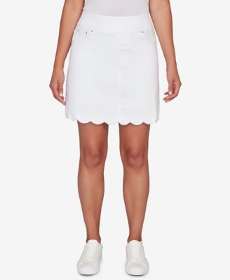 Petite Scallop Hem Stretch Denim Skirt