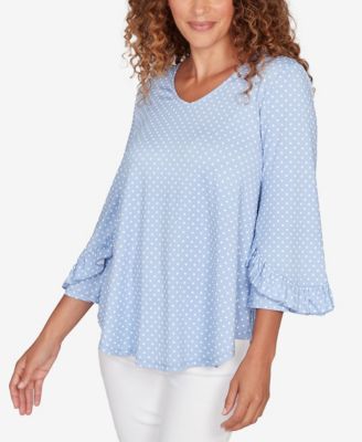 Petite Polka Dot Puff Print Knit Top