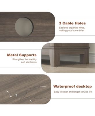 Farmhouse TV Stand for 63 Inch TV, Entertainment Center with Adjustable Shelves and Cabinet Doors, Living Room Media Console