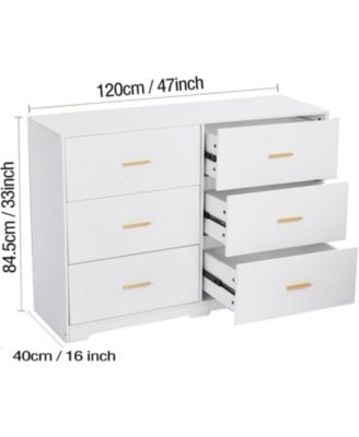 6-Drawer Dresser – Modern Wooden Chest with Metal Handles, Perfect Organizer for Bedroom, Closet, or Living Room.