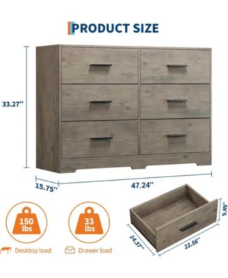 6-Drawer Dresser – Modern Wooden Chest with Metal Handles, Perfect Organizer for Bedroom, Closet, or Living Room.
